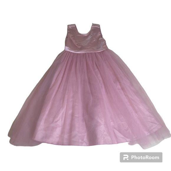 NNJXD Pink Flower Girl Formal Dress Zipper Closure Size Tab 160 Age 11-12 years - Picture 10 of 13
